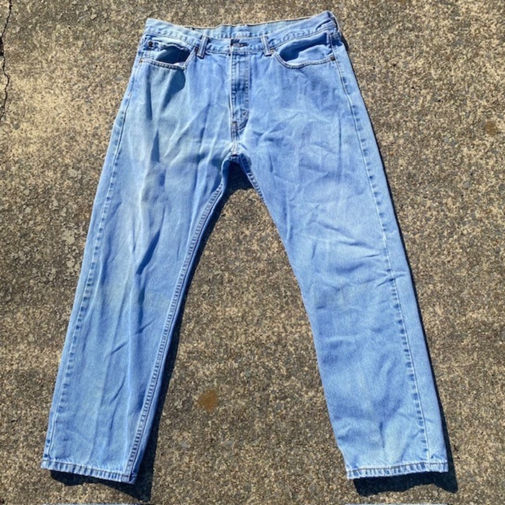 Levi's 505 Regular Fit Jeans Mens‎ 36x30 Light Wash Blue Cotton Straight Denim